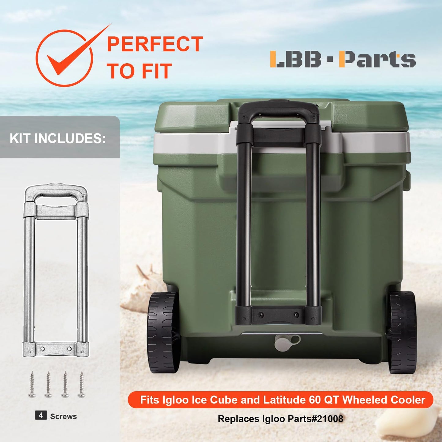 LBB-Parts Telescoping Handle Replacement for Igloo Ice Cube and Latitude 60 Qt Wheeled Cooler,Cooler 60 Qt Telescoping Handle Kit