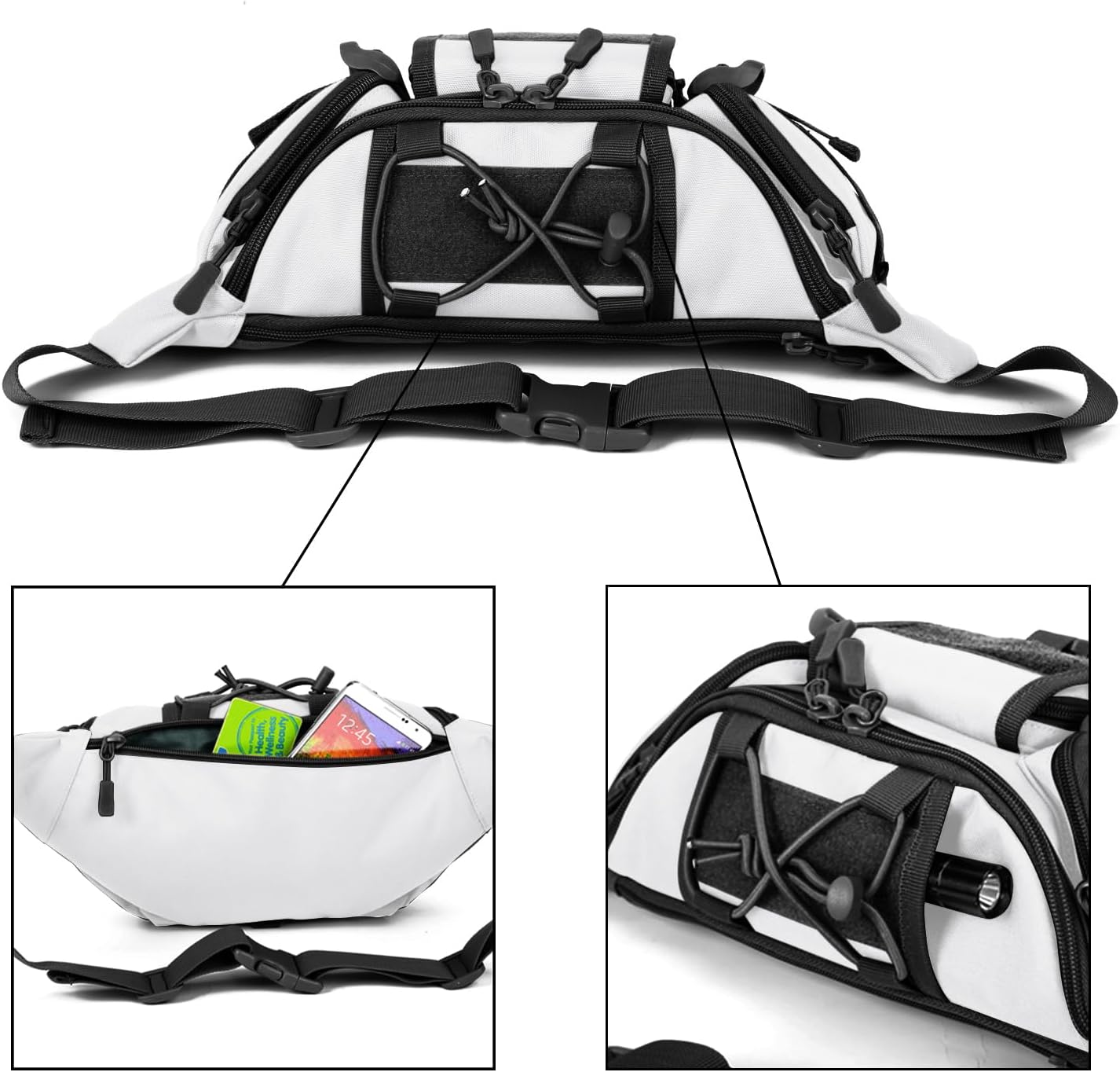ArcEnCiel Tactical Fanny Pack for Men Waist Bag Hip Belt Outdoor Hiking Fishing Bumbag with Patch