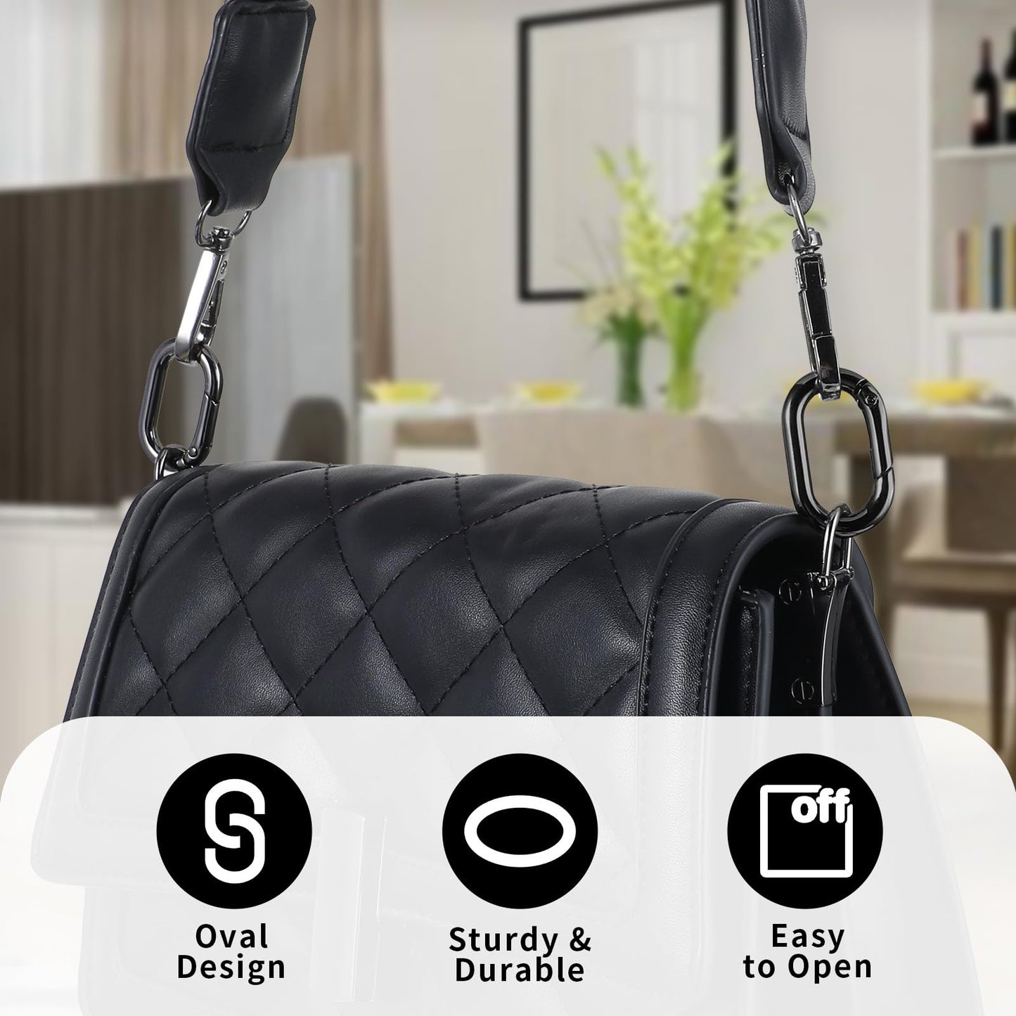 10Pcs Small Carabiner,1In Black Carabiner,O-Ring Carabiner Key Ring for Car Keychain Hooks,Wallet Keychain Replacements