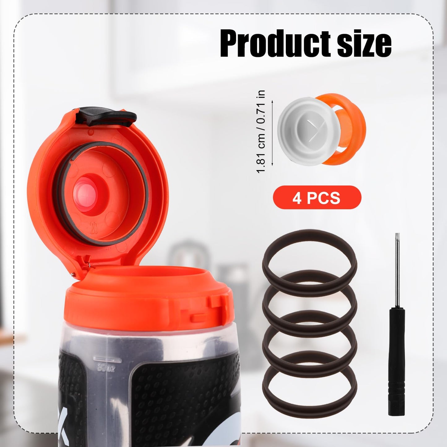 4pcs Dispensing Rubber Valves Compatible with Gatorade Water Bottle, Silicone Valve Replacement Lid for Gatorade GX 30oz & Plastic Inserts & Seals & Screwdriver