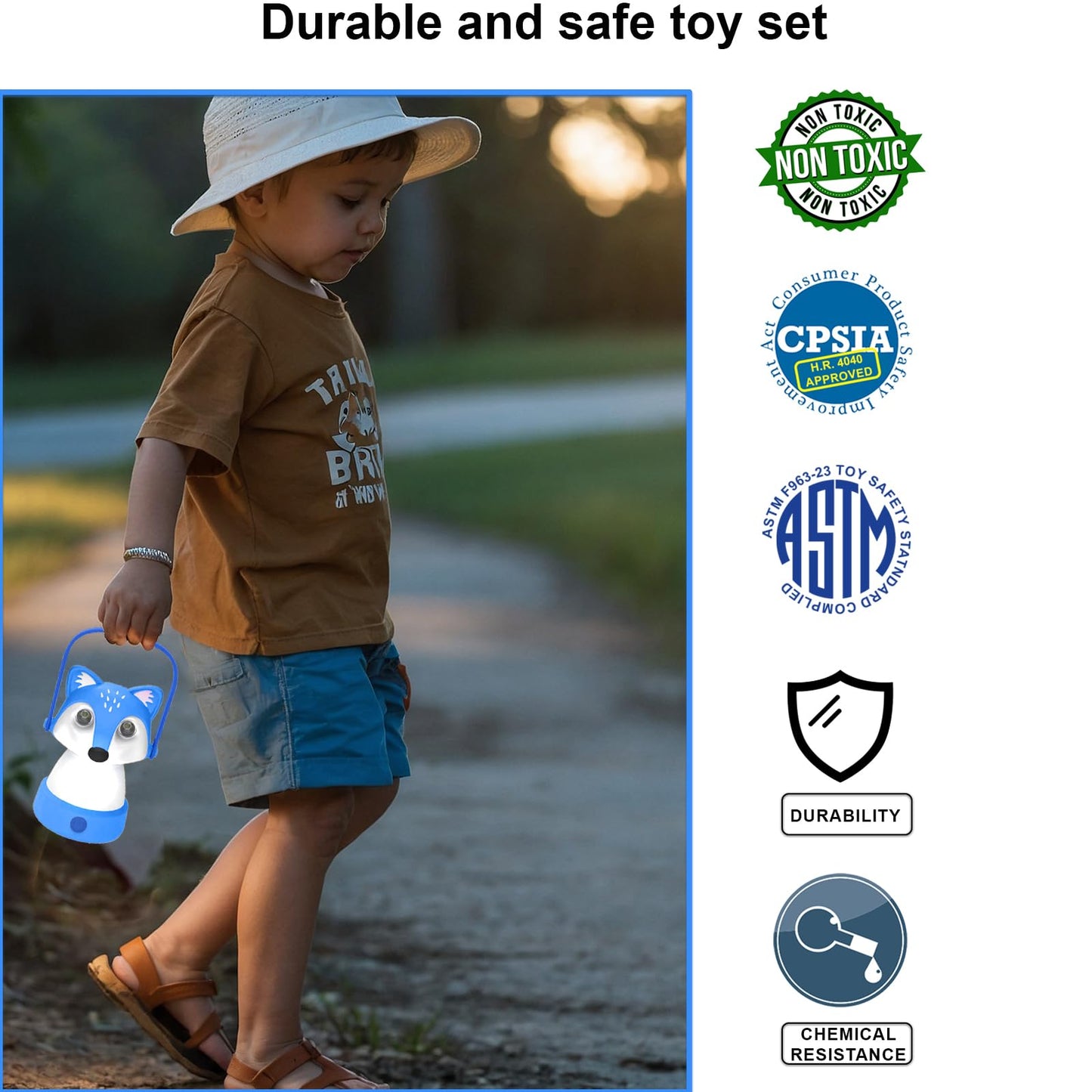 Kids Camping Essentials – LED Kids Lantern and Rechargeable Kids Headlamp Set | Multiple Purposes Kids Nightlight/Flashlight Toys –Holiday, Halloween N Birthday Gifts for Toddlers and Kids (Blue)