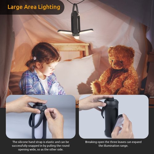 Pluralla Camping Lantern 720LM with Flashlight Design, 10000mAh Rechargeable LED Camping Lamp, 11H Run Time, Deployable Lampshade Multifunctional Camping Light for Hurricane, Emergency, Travel-Grey