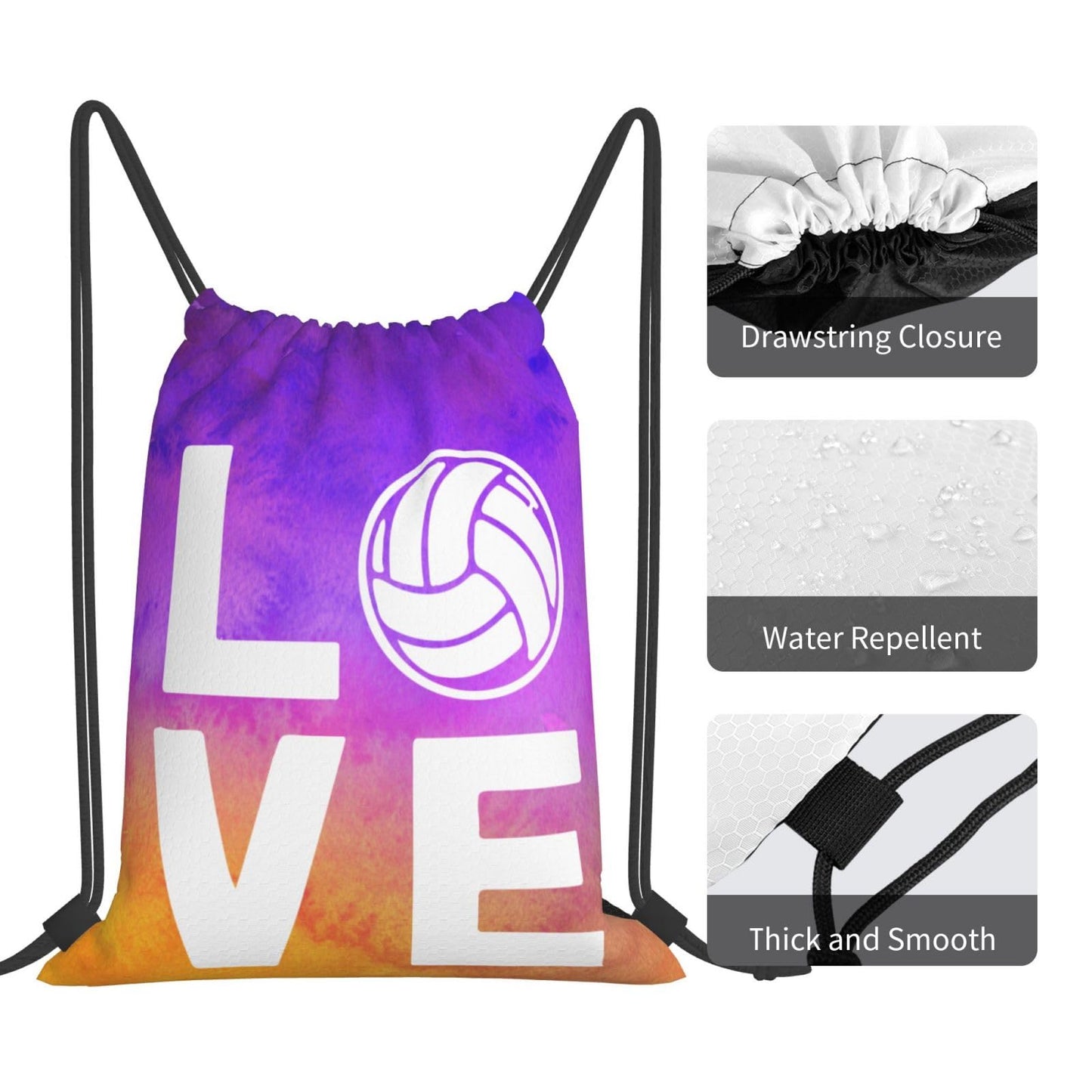 AIMASTZ Love Volleyball Unisex Drawstring Backpack Bag Sport Gym Swim Travel Sackpack