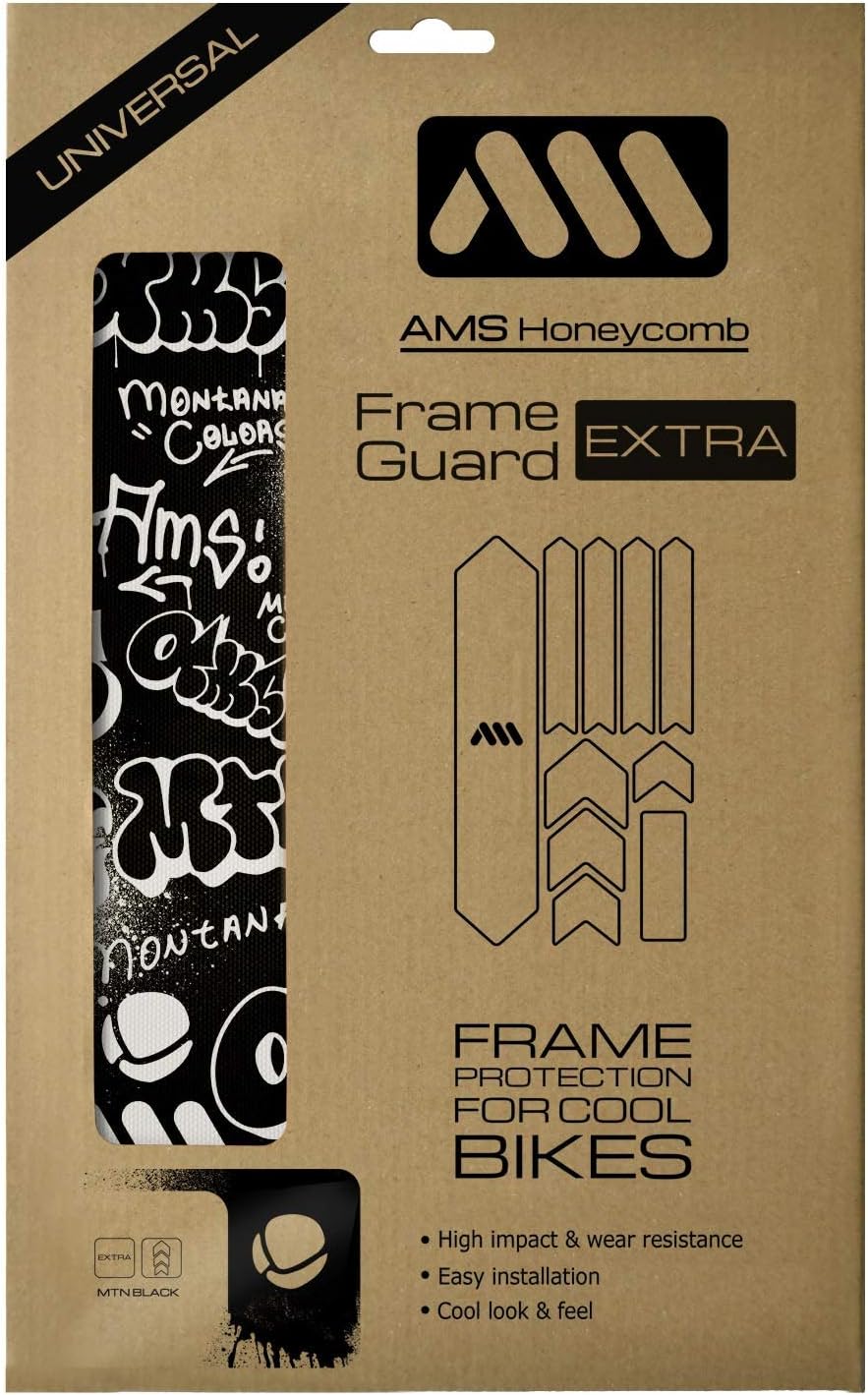 All Mountain Style Bike Frame Protector Extra - Universal Fit, 10-Piece Set for Down Tube, Chainstay, Cable Wear, High-Impact Honeycomb PVC