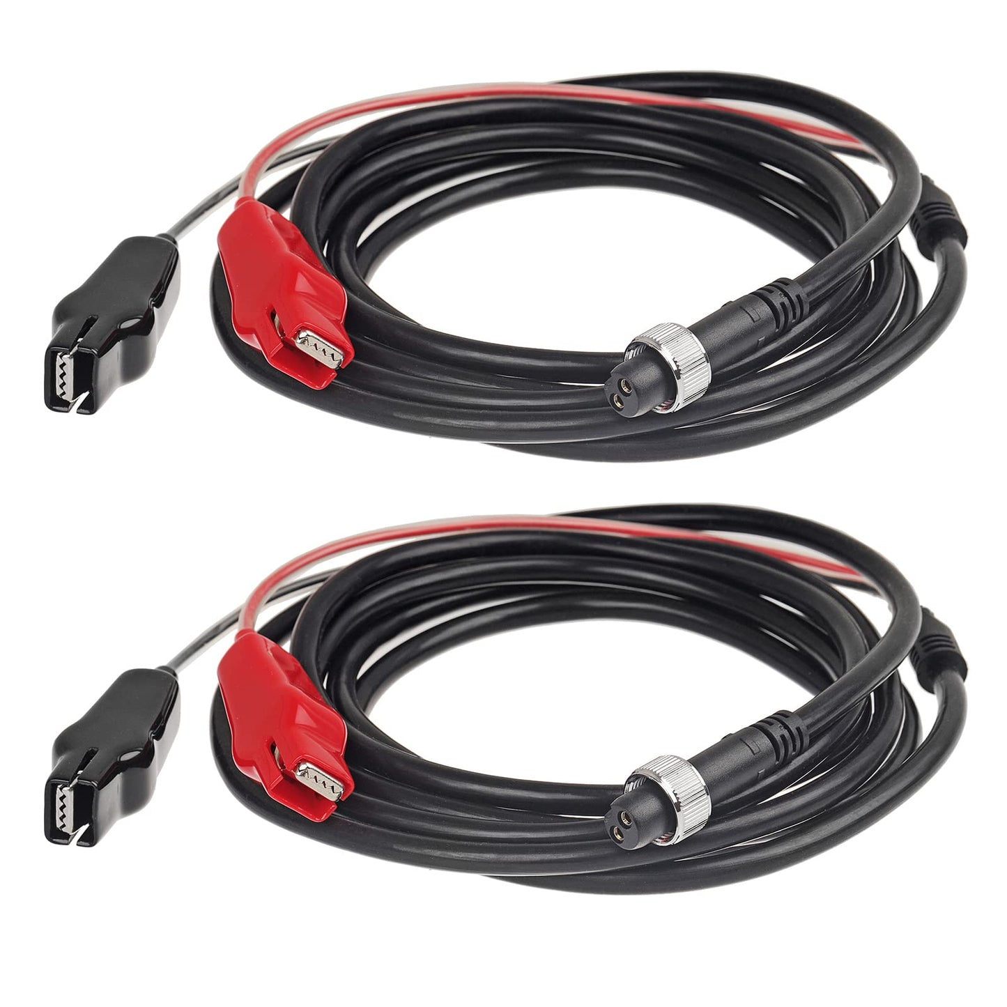 2Pcs 10Ft Electric Fishing Reel Power Cord Cable, Power Cable Connecting Battery to Reels Spool, Compatible with Daiwa Tanacom 1000 750 500, Seaborg 500MJ, Leobritz, Shimano, BeastMaster, ForceMaster