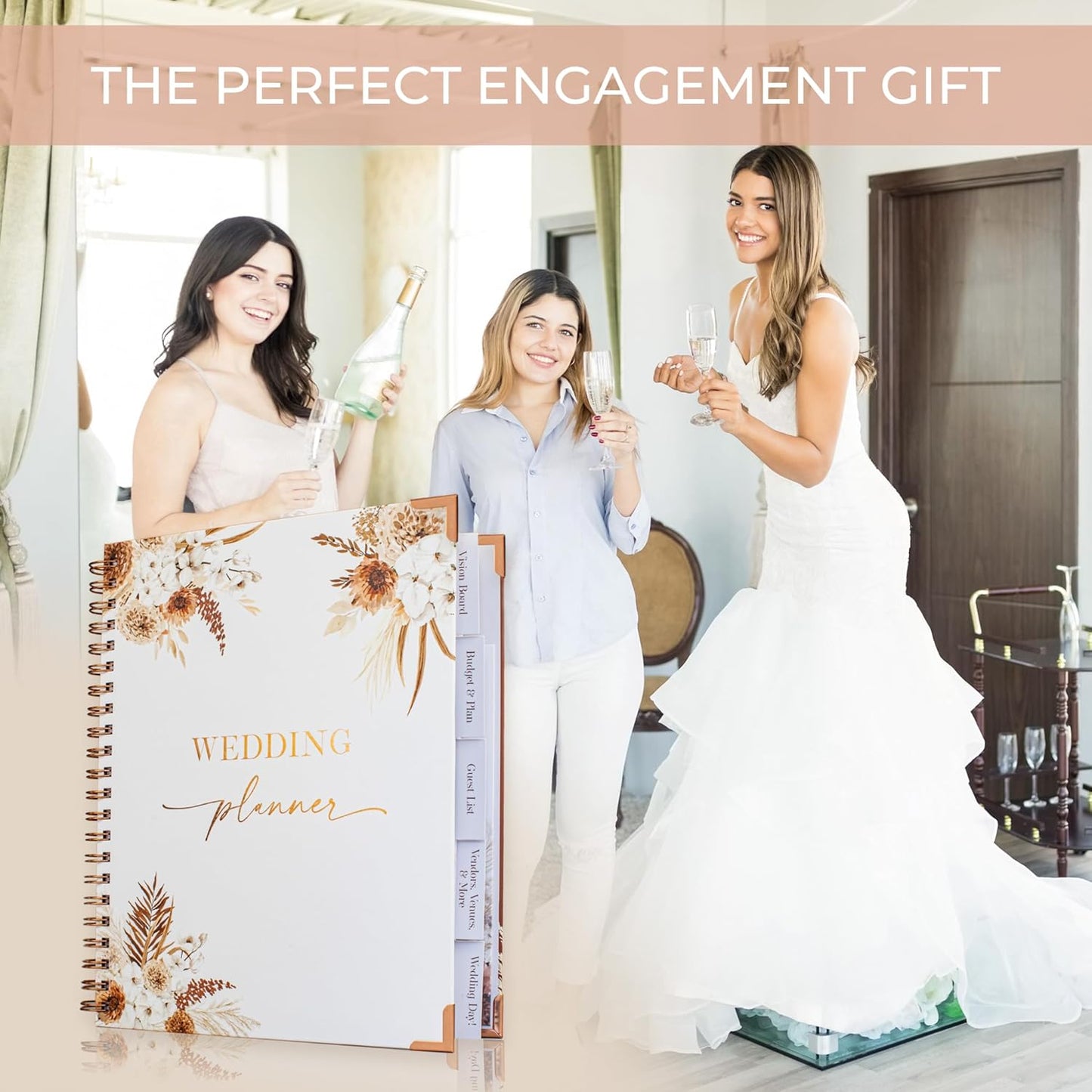 Beautiful Boho Wedding Planner Book and Organizer - Enhance Excitement and Makes Your Countdown Planning Easy - Unique Engagement Gift for Newly Engaged Couples, Future Brides and Grooms,9 X 11 inches