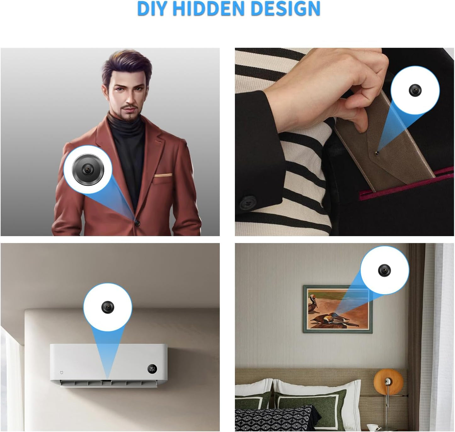 Mini Hidden Camera DIY Module, HD 1080P Wireless Spy Camera, Small WiFi Nanny Cam, Portable Tiny Security Camera for Home Indoor & Outdoor