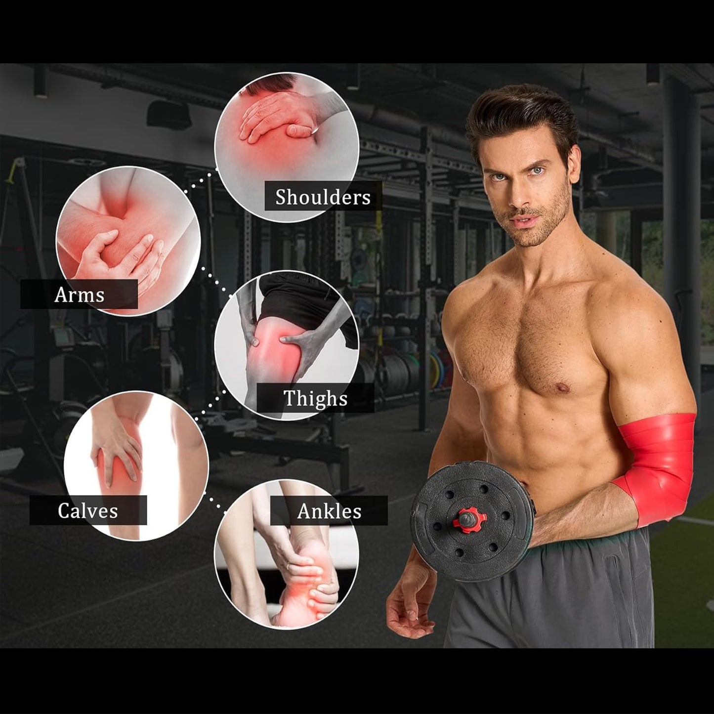 A-Tape Muscle Floss Bands (5’ Ft Long X 2” inch Width)- Compression Bands - for Improving Movement, Increasing Circulation & Reducing Soreness (Black (Medium))