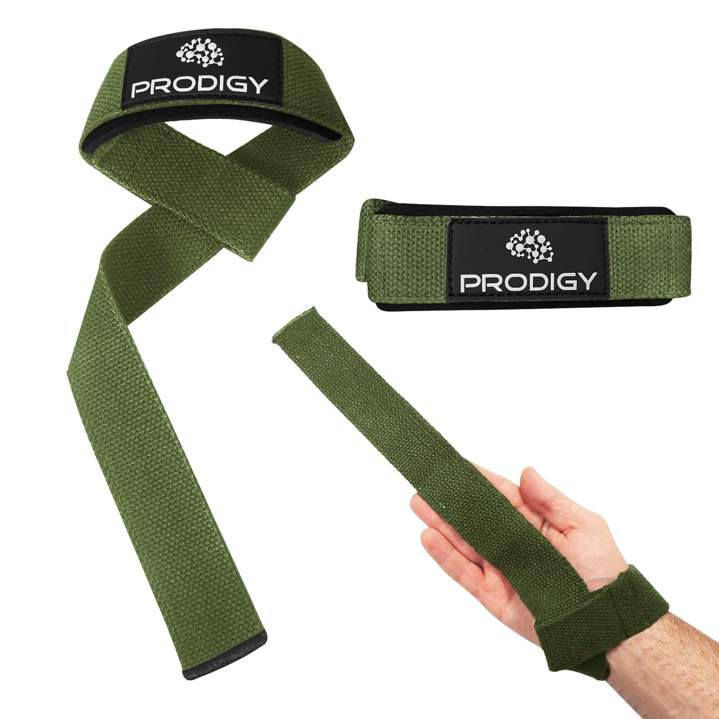 Premium Weightlifting Wrist Straps for Strength Training, Bodybuilding, Powerlifting, X-fit, Shrugs, Barbell, Deadlifts, Pull Ups, 23in for Extra Gripping Support - Plus Extra Padding - Dark Green
