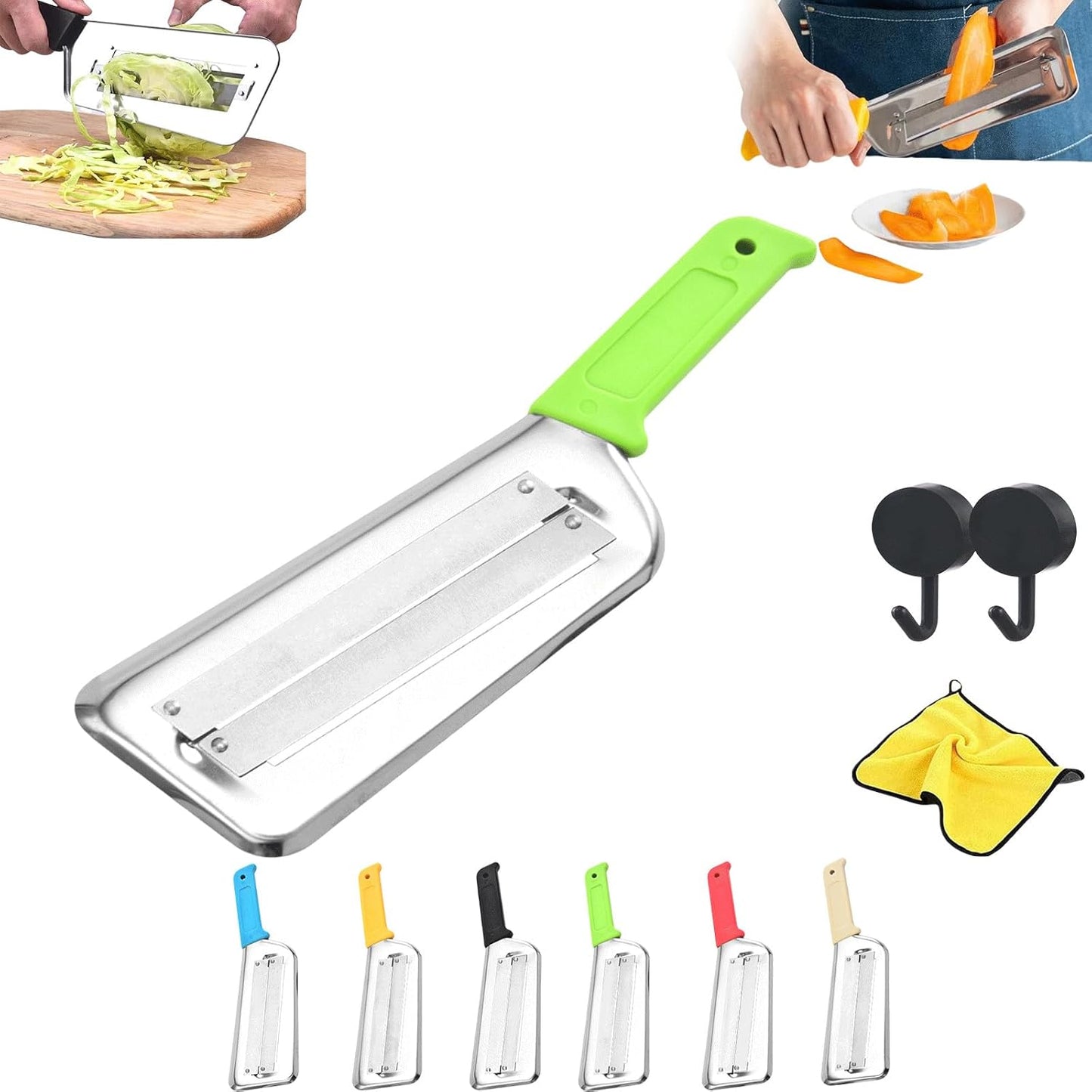 2025 New Stainless Steel Shredder Knife,304 Stainless Steel Cabbage Shredder,Multifunctional Shredders Knife For Vegetabless,Non-Slip Base,Double Blade,Easy To Use (Black)