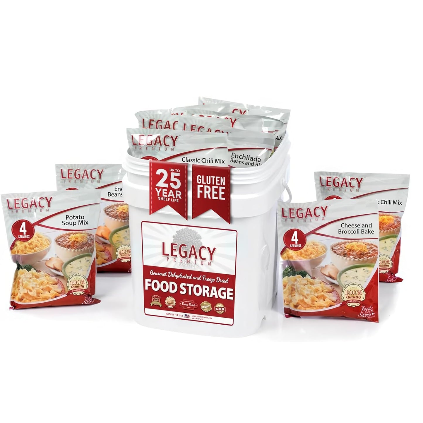 Long Term Gluten Free Food Storage Sample Pack: 16 Large Servings - 4 lbs Freeze Dried Meals - Emergency Prepper Supply with 25 Year Shelf Life