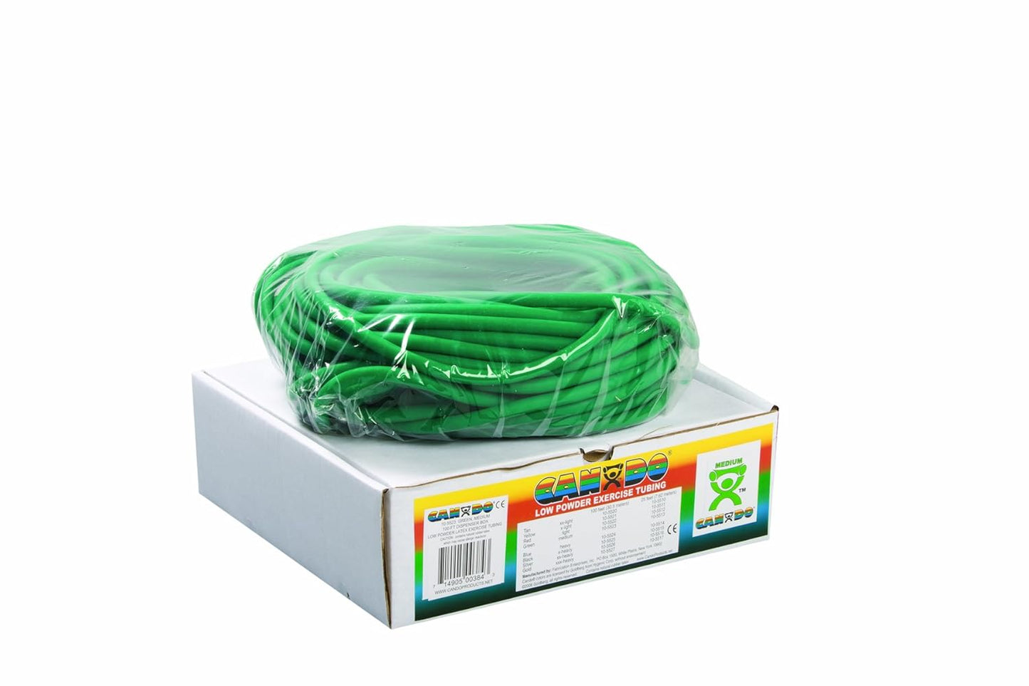 Cando 10-5723 Green Latex-Free Exercise Tubing, Medium Resistance, 100' Length