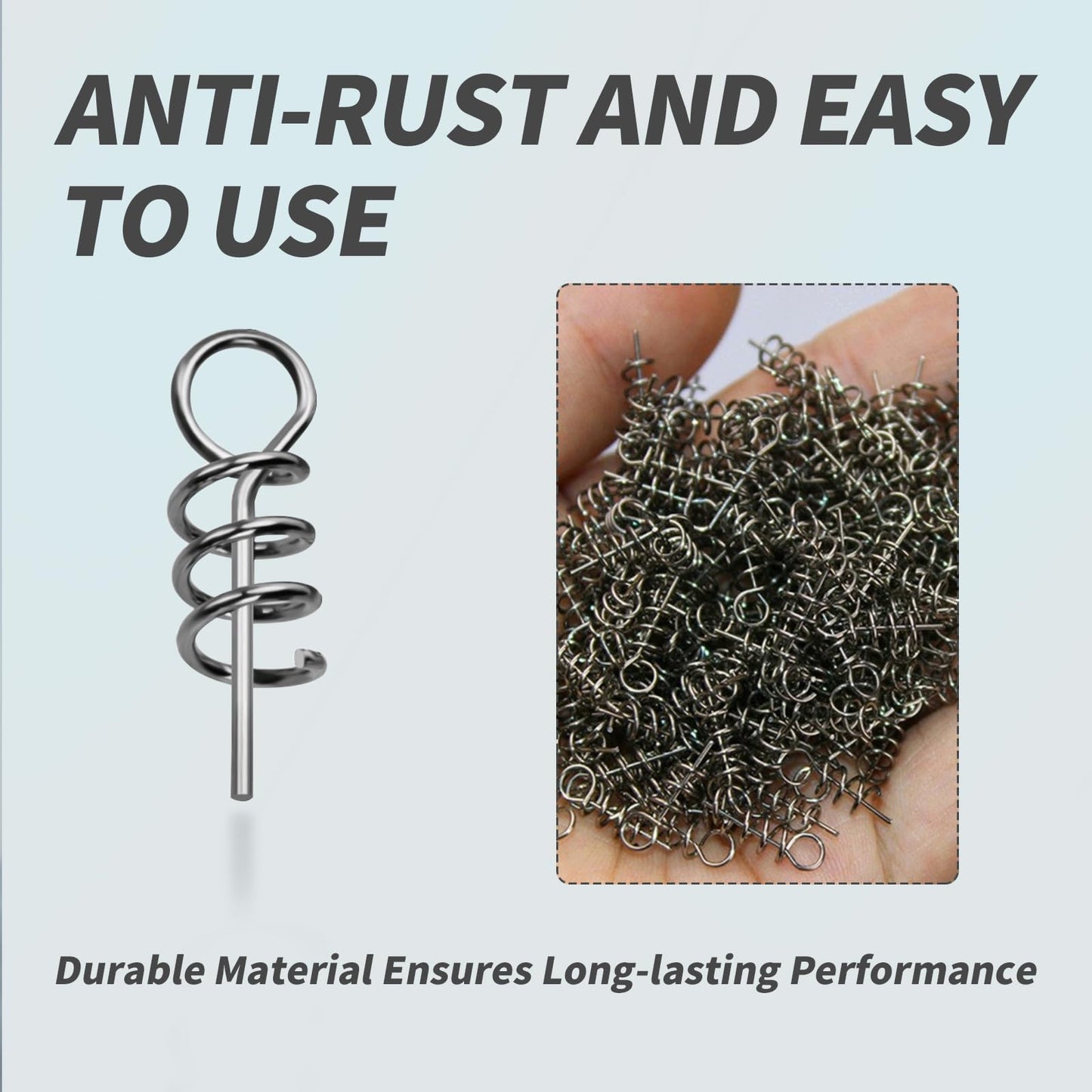 200pcs Lure Screw Spring Twist Lock Fishing Hook Centering Pin, Secure Soft Lure Bait Worm Crank, Swim Bait Keeper Springs for Fishing Hooks