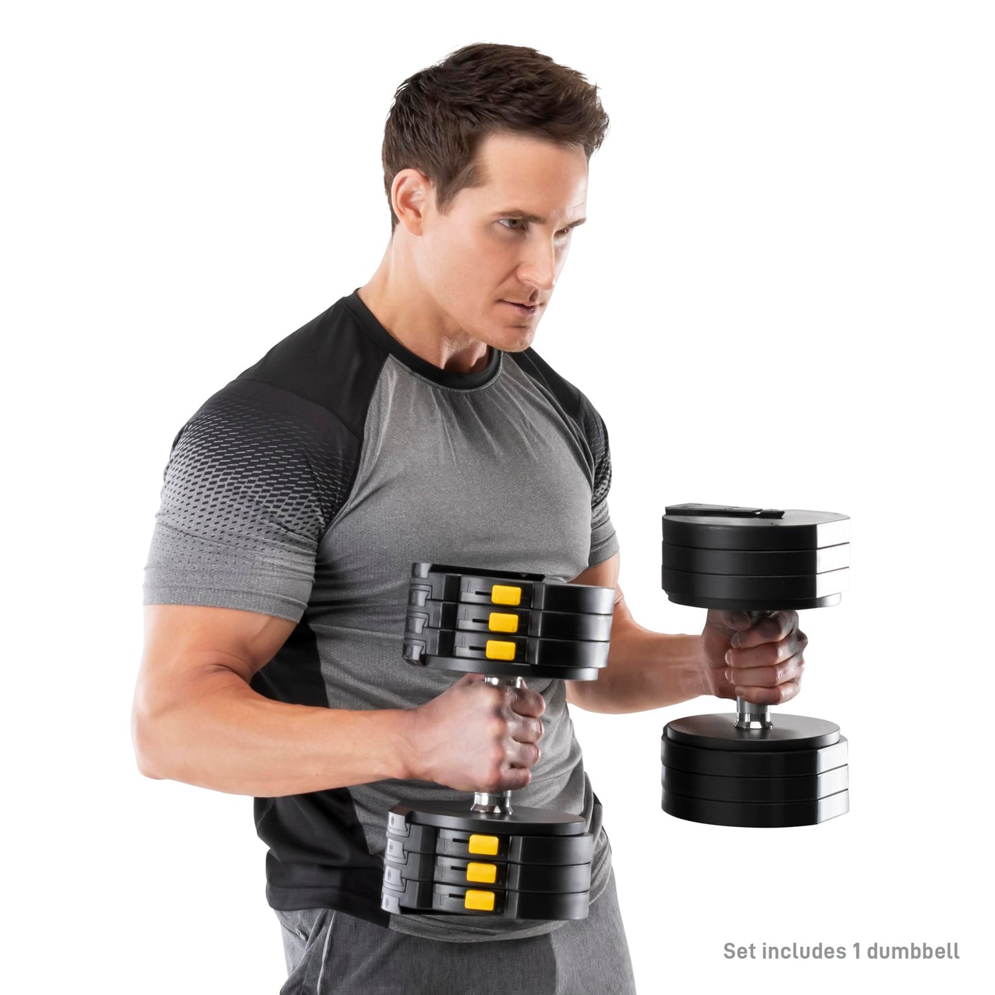 Marcy Adjustable Dumbbell System 6 Dumbbells-in-1 up to 50lbs, Single - ADDB-6198