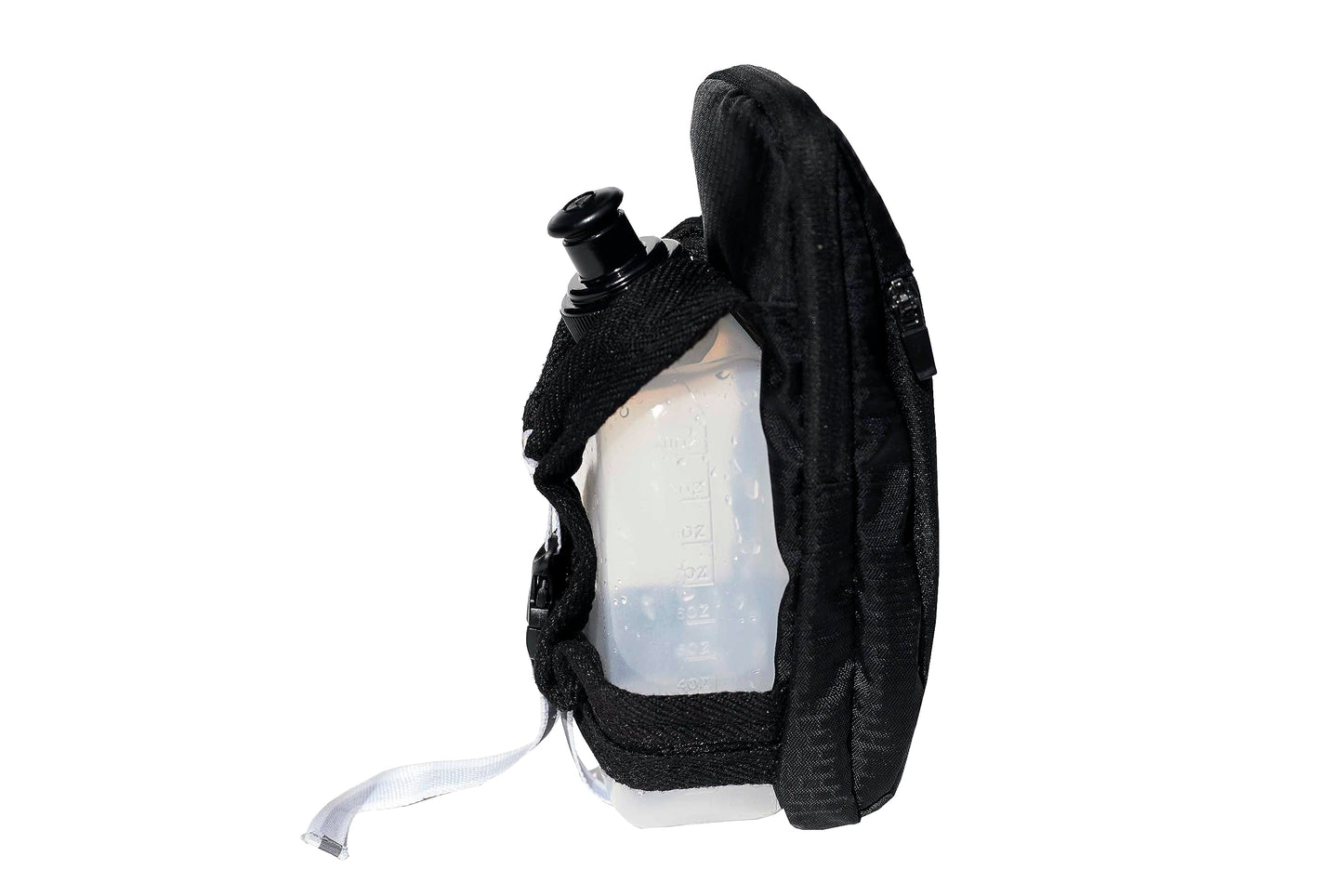 54D Running Handheld Quick Squeeze. No-Grip Adjustable Hand Strap. 12oz - 250ml / Insulated White Hydration Water Bottle.