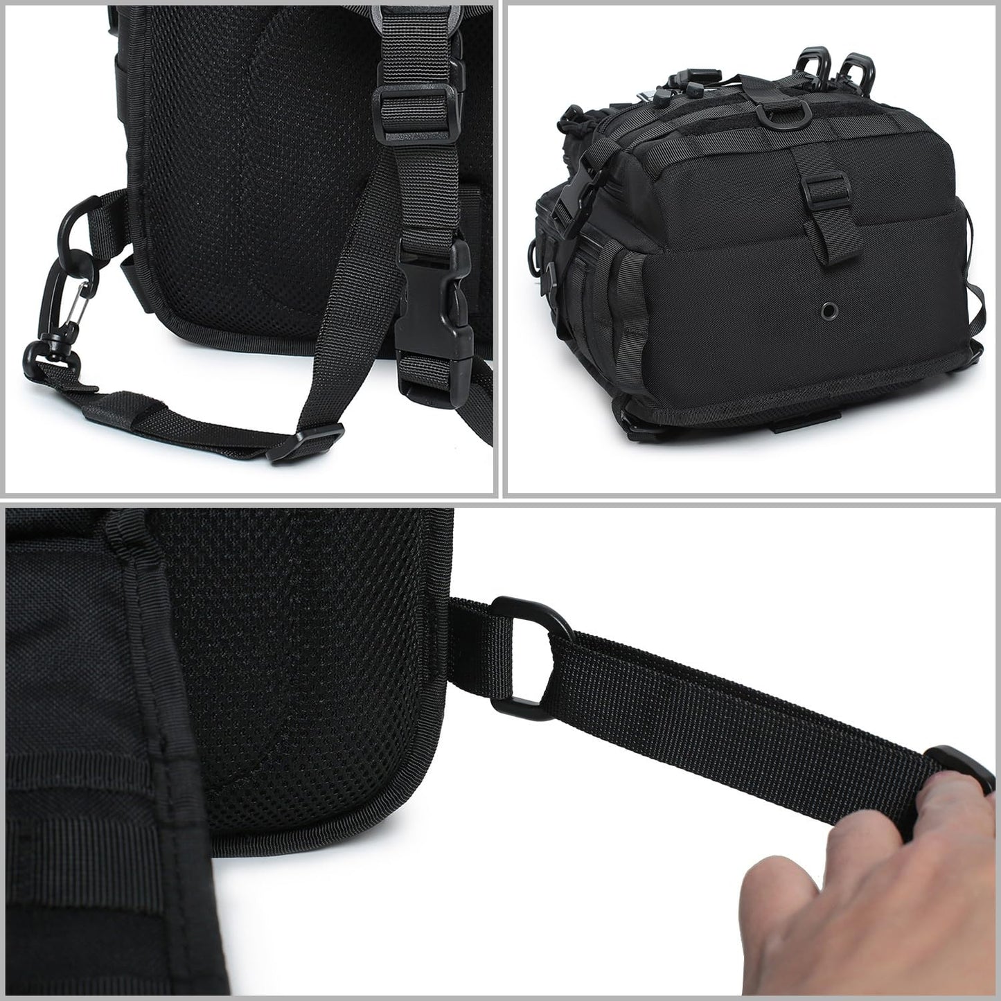Lemubeane Tactical Sling Bag Backpack Military Rover Shoulder Sling Pack EDC Molle Range Bag Crossbody Chest Pack (Black)
