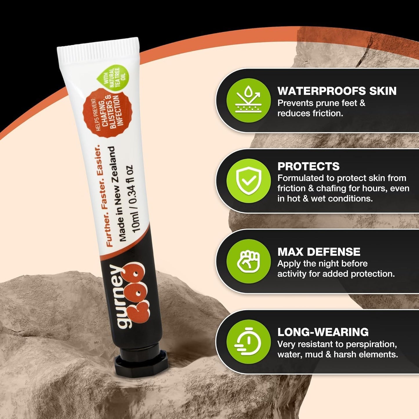 Chafing Cream for Women & Men, Anti Chafing, Blistering & Pruning Essential with Tea Tree Oil, Ideal for Trench Foot & Thigh Chafing Prevention - GurneyGoo
