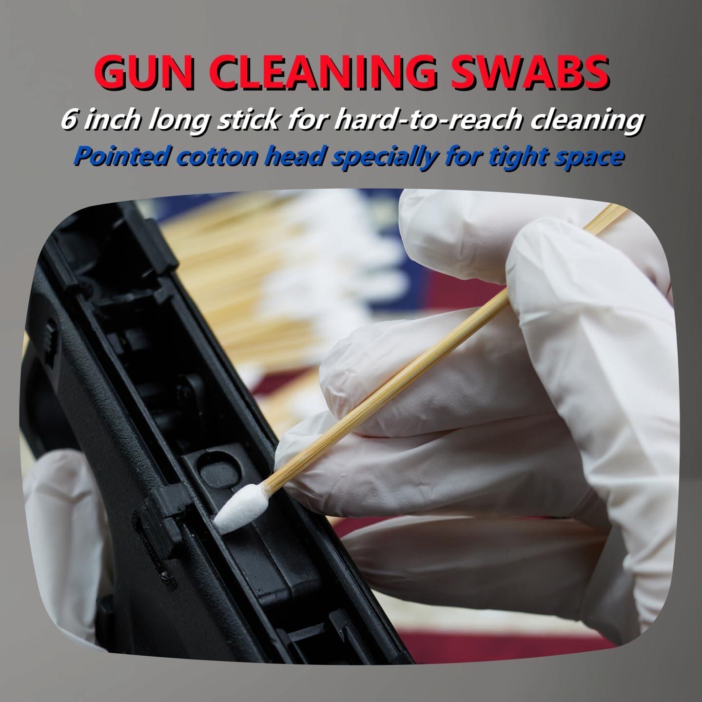 24"x12" Gun Cleaning Mat with 200PCS 6" Gun Cleaning Swabs - Waterproof, Oil-Resistant, Anti-Slip Pistol Mat for All Handguns - Thick Workbench Pad and Lint-Free, Highly Absorbent Long Cotton Swab