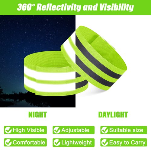 Yilloog 150 Pieces Reflective Arm Bands for Night Walking Ankle Band for Runners Reflective Wrist Band Cycling Running Gear Reflector High Visibility Tape Straps(Green)