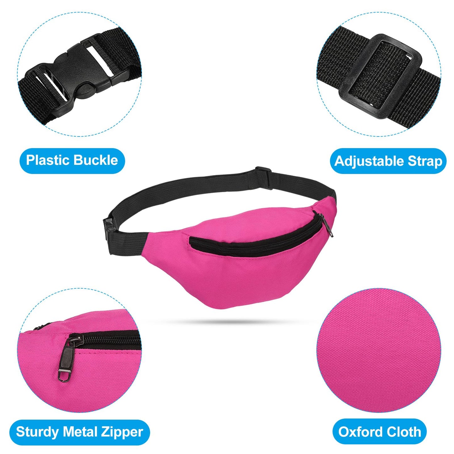 PATIKIL 80s Fanny Pack for Women, Adjustable Waist Bag 90s Fanny Pack for Party, Running, Pink