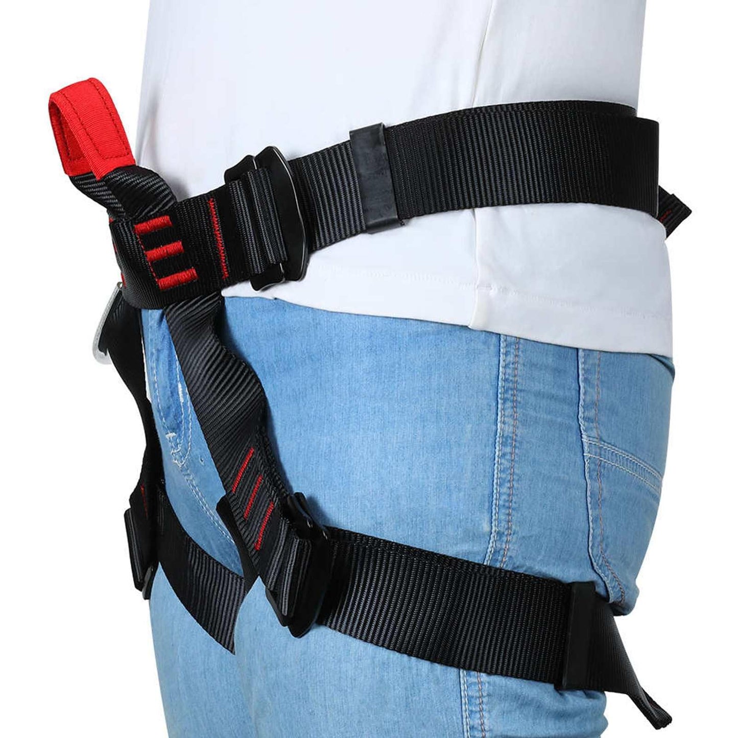 HandAcc Caving & Rappelling Safety Belt for Ziplining, Fire Rescuing & Tree Climbing - Half Body Belt for Women & Men