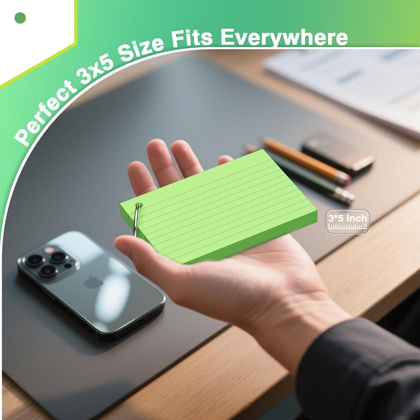 250 Count Pink Index Cards with Ring 3 x 5 Inch Heavyweight Ruled Index Cards, Flash Cards for School & Office Supplies and Home Organization, Durable Study To Do List Note Cards with Ruled Lines