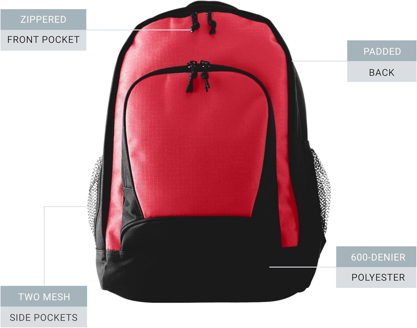 Augusta Sportswear Ripstop Backpack, One Size, Black/Black