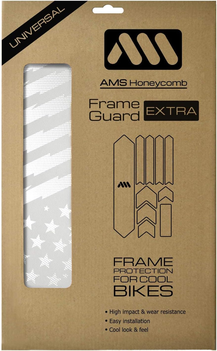 All Mountain Style Bike Frame Protector Extra - Universal Fit, 10-Piece Set for Down Tube, Chainstay, Cable Wear, High-Impact Honeycomb PVC