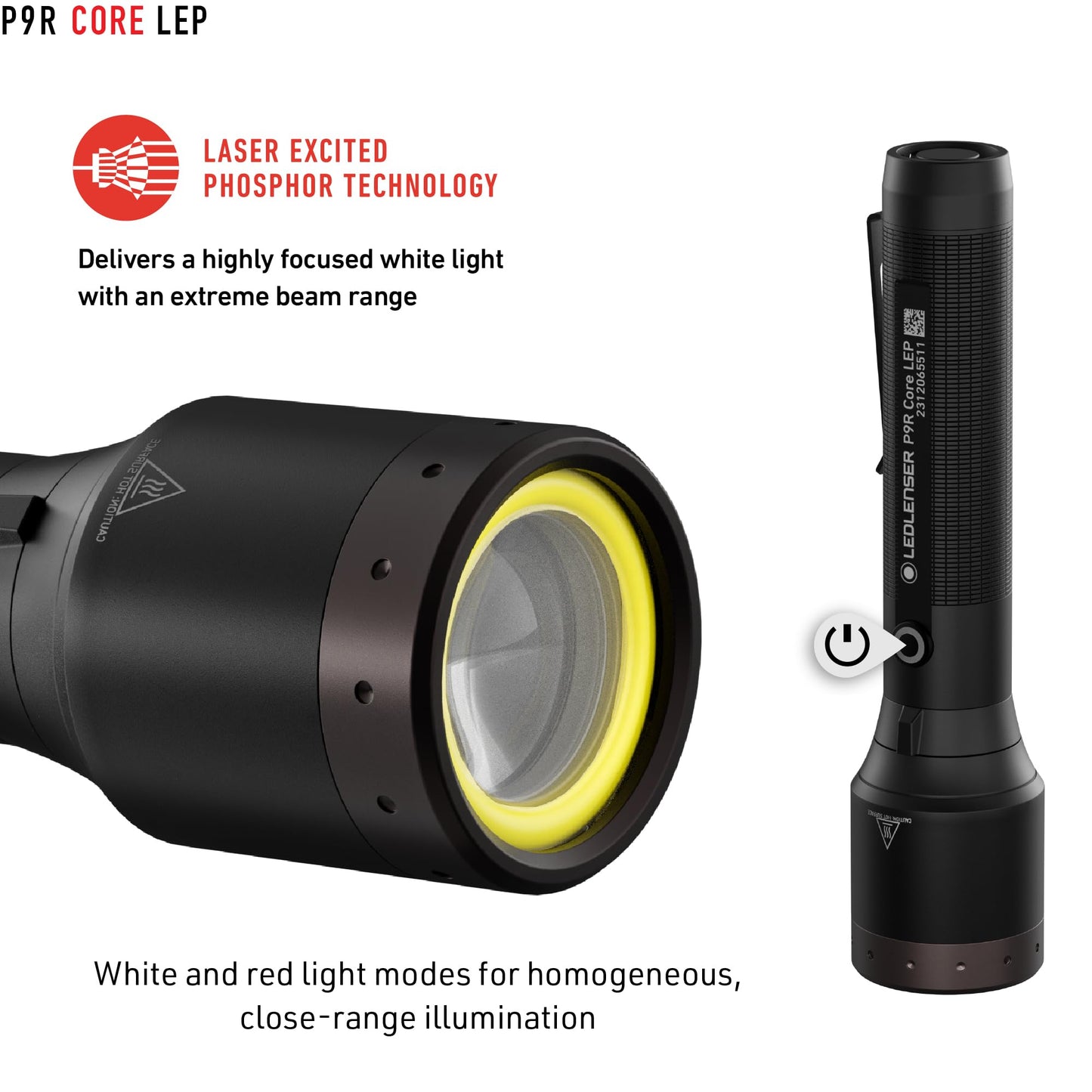 Ledlenser, P9R Core LEP Rechargeable Flashlight, High Power LEP, Ideal for Search and Rescue Teams, Maritime, Hunters and Anglers
