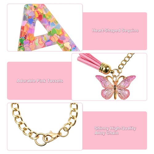BALLMENT Letter Charm Keychain for Stanley Cup Accessories, Pink Custom Initial A Keychain for Stanley Tumbler 20oz/30oz/40oz, Cute Monogram Bag Charm Gift for Women Girls