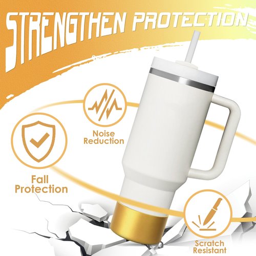VIKIZUES Protective Metallic Matte Luster Silicone Boot Compatible with Stanley Cup 40/30/20 oz & More 12-24oz Water Bottles with 2.8-3in Base, Glitter Anti-Slip Bottom Boot Sleeve (Metallic Gold)