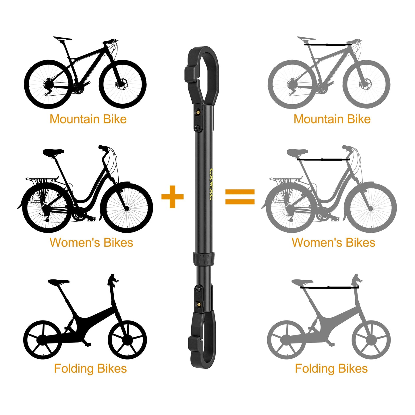 Bike Crossbar Adapter for Bike Rack (32kg/70lbs) - Top Tube Cross-Bar Adjustable - Bicycle Bike Adapter Bar for Low-Step Step-Through Bikes, BMXs, Ladies and Kids Bikes (1 PC)