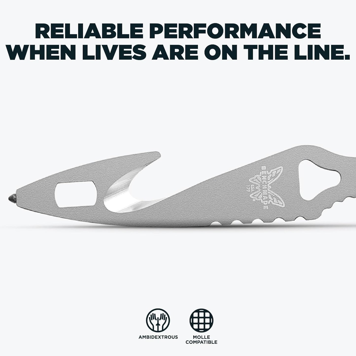 Benchmade - SOCP 179 Rescue Tool with Black Sheath, Hook, Oxygen Wrench, and Carbide Glass Breaker (179GRY)