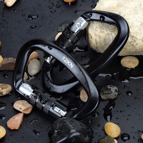 Azarxis Carabiner Clips, 12 25 kN Aluminium D Ring Heavy Duty Lightweight Caribeaners for Hammock, Camping, Hiking, Outdoor, Gym, Dog Leash, Backpack, Harness