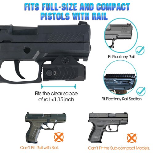 AULITE Tactical Flashlight Low Profile Quick Release,Mini Size,Magnetic Rechargeable for Pistol,Airsoft Light,Picatinny Rail Attachments