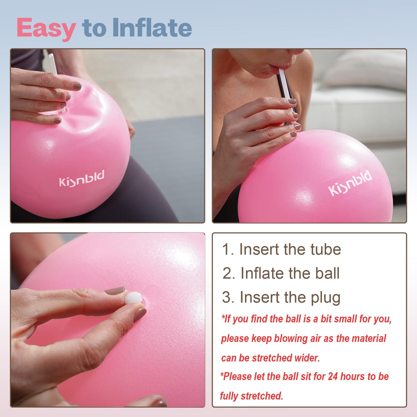 kisnbld Small Exercise Ball, 9 Inch Mini Pilates Ball, Anti Burst and Slip Resistant Mini Yoga Ball for Stability, Fitness, Physical Therapy, Stretching & Core Strength Workout at Home Gym & Office
