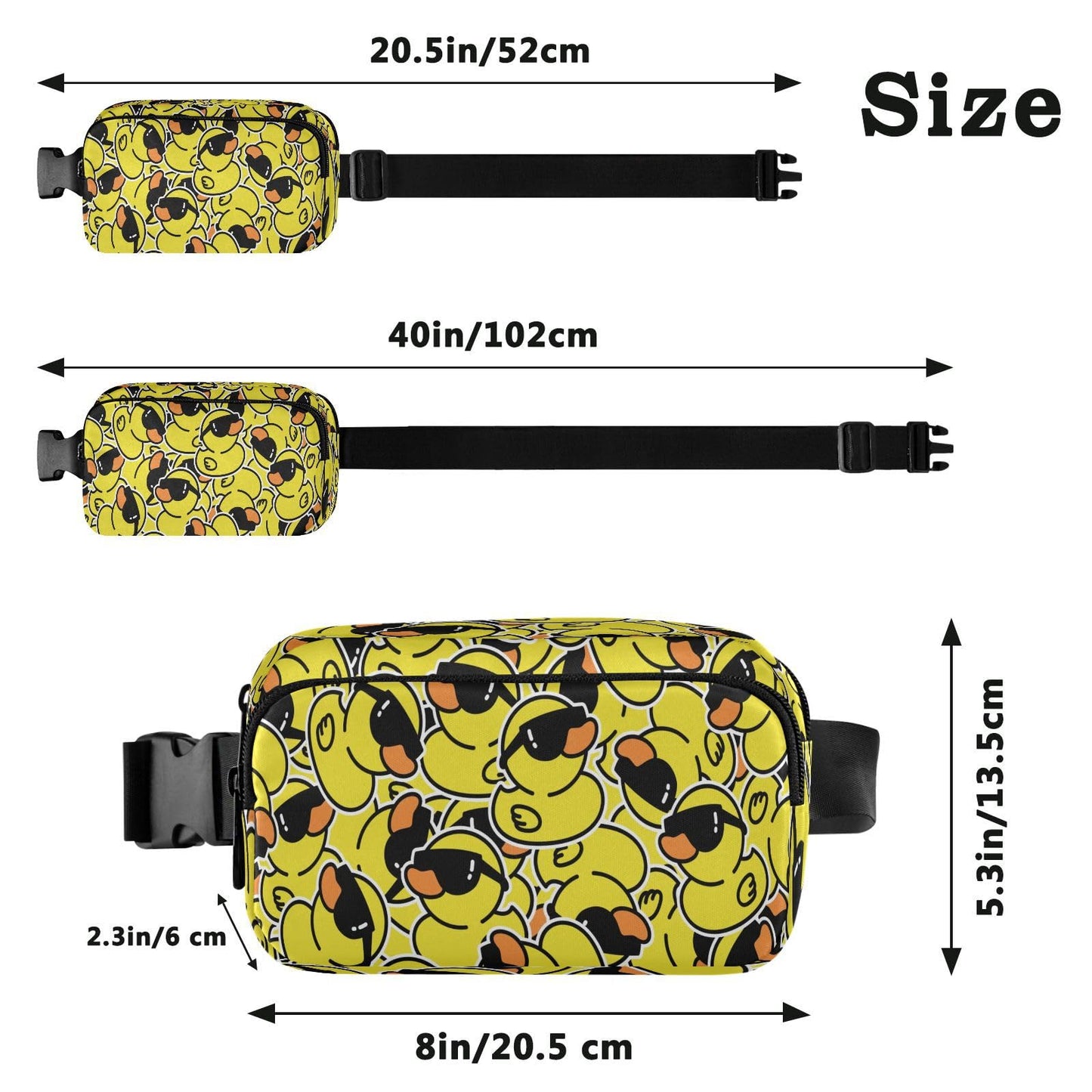 Exnundod Fanny Waist Bag Duck Purse Bag Casual Crossbody Pack Zipper & Adjustable Strap Hip Bum Bag for Running Hiking Traveling Outdoor