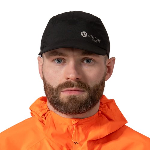 Mac in a Sac Ultralite Men's Running Cap - Highly Waterproof and Breathable - Reflective Detailing and Sun Protection - Jet Black