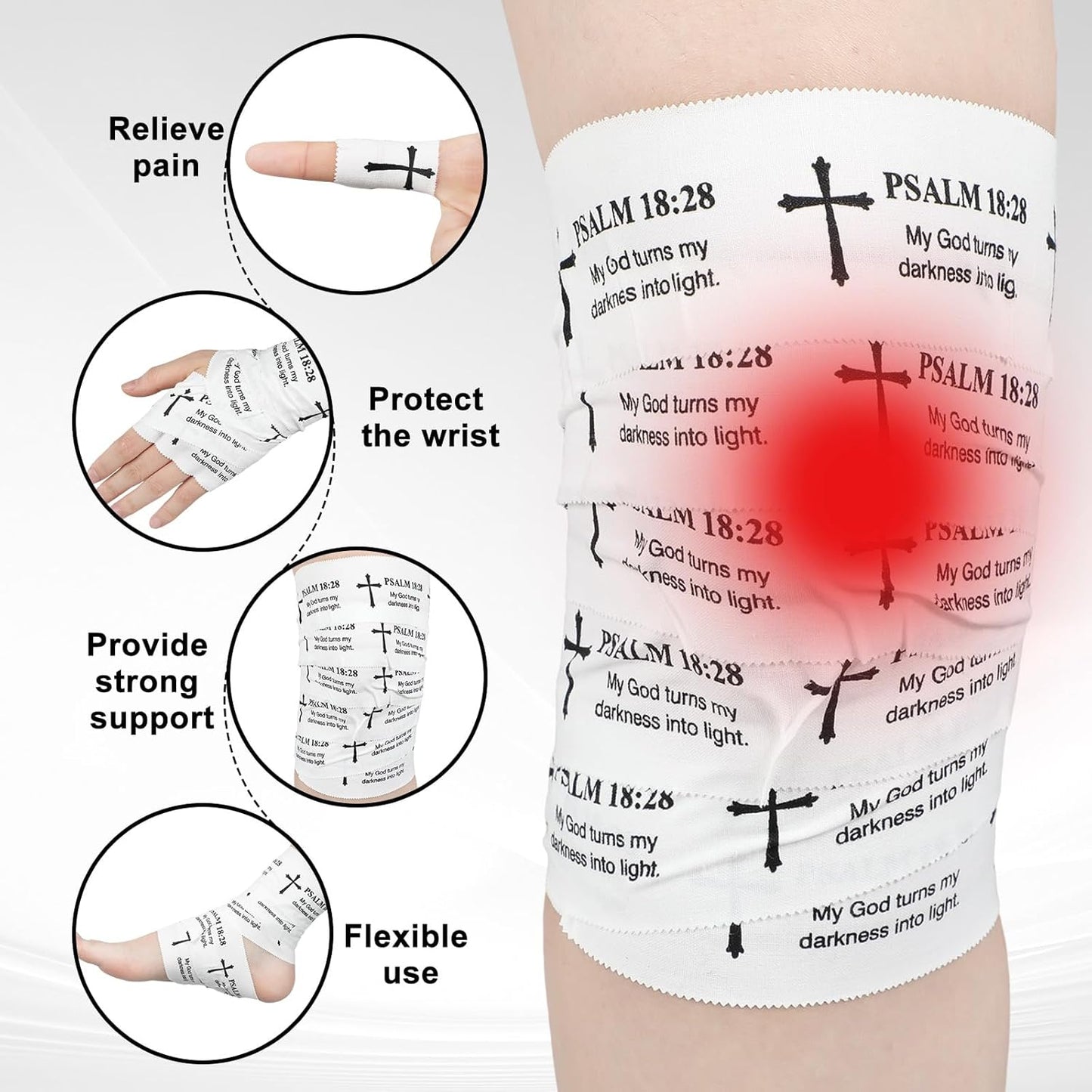 Christian Athletic Tape | 2 Pcs Cotton Sports Wrap 2in x 23ft | White