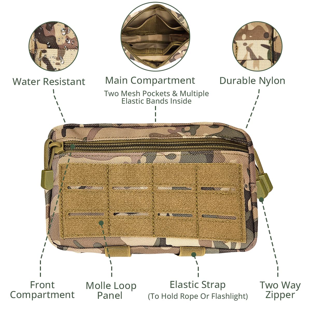 GearHill Tactical Admin Pouch, Molle Utility Pouch, Premium Quality Nylon 1000d Materials Tactical Vest Pouch, Multi-Purpose EDC Pouch Organizer (Camaflouge)