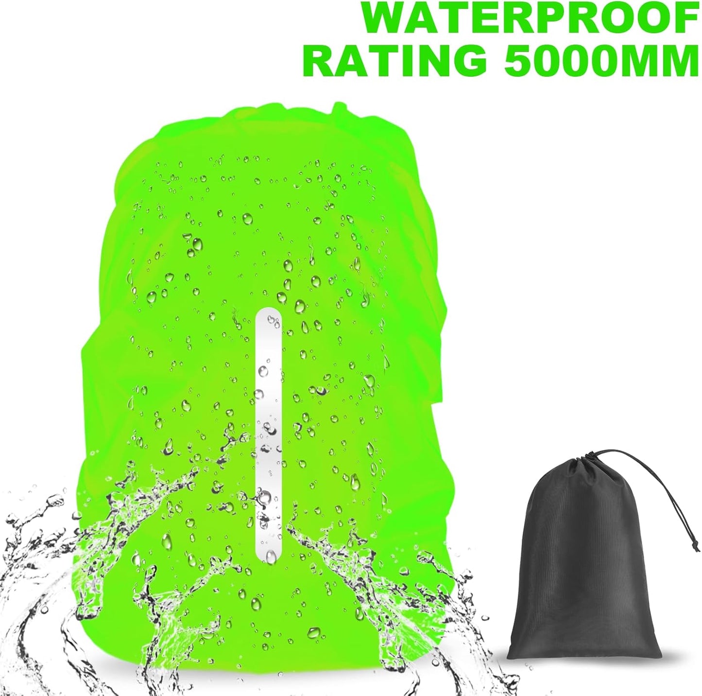 LAMA 2pcs Waterproof Rain Cover for Backpack, Reflective Rainproof Protector for Anti-dust and Anti-Theft M 30L-40L Black