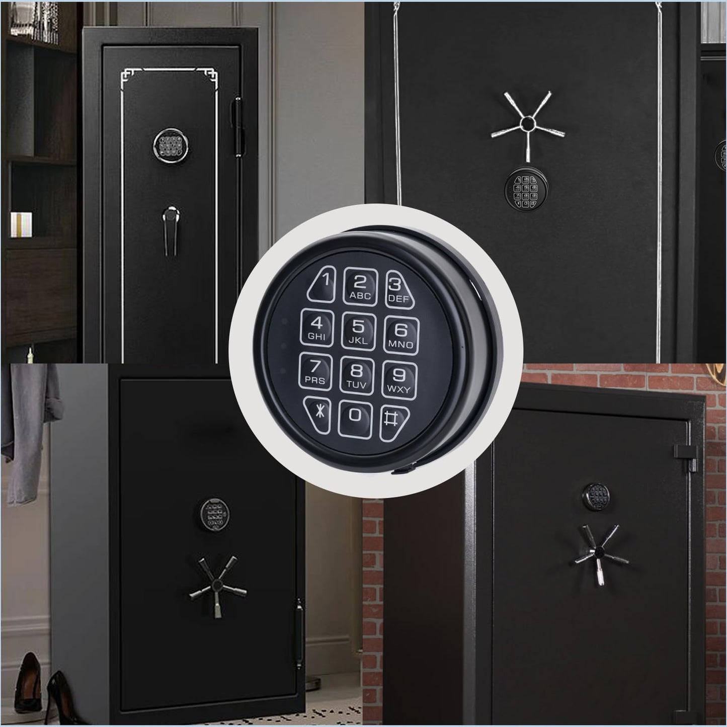 Gun Safe Lock Replacement, Solenoid Lock with 2 Override Keys Black keypad Gun Safe Electronic for Home and Office