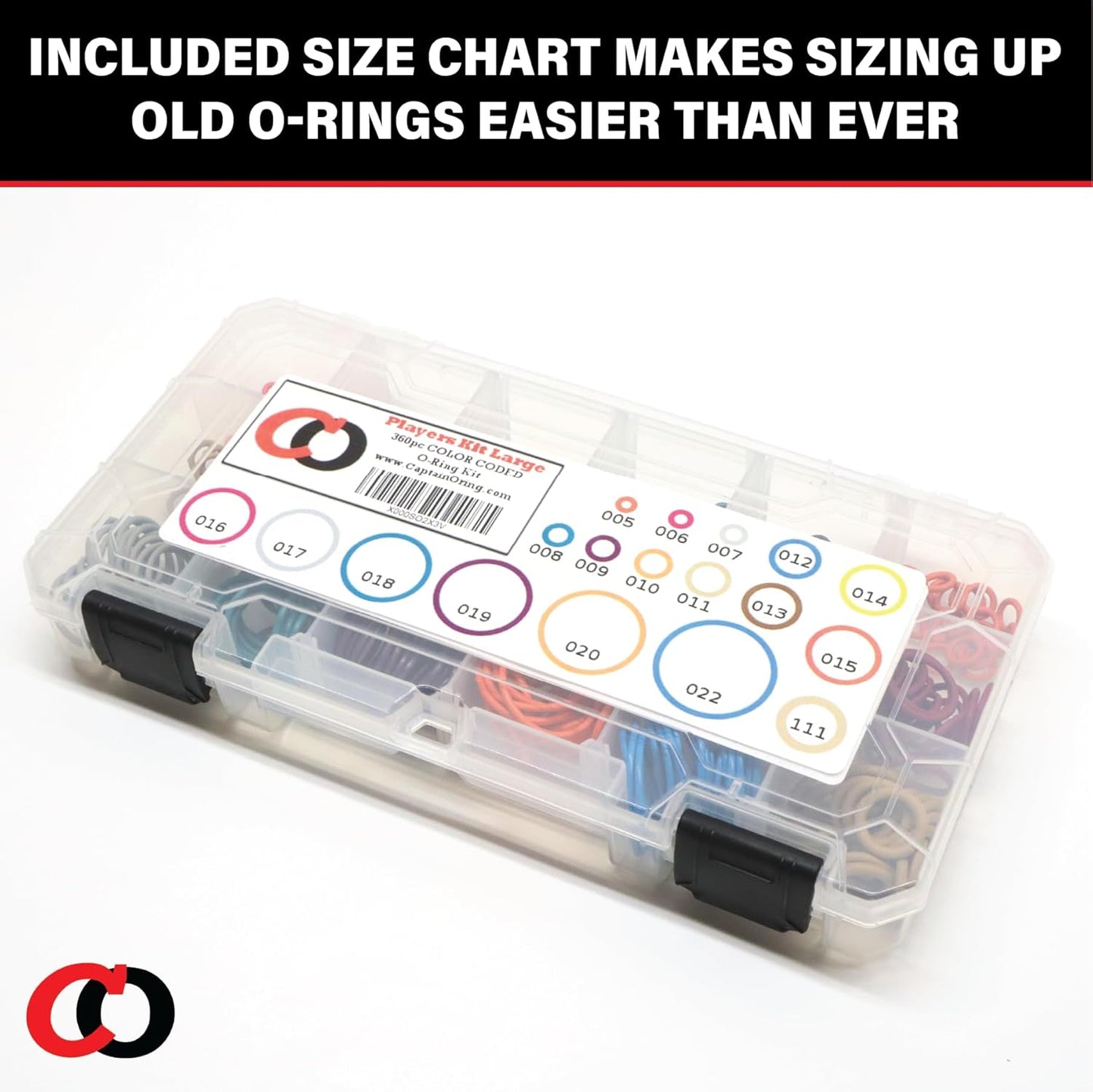 Large Color-Coded Paintball O-Ring Kit - 360 Pieces in 18 Essential Sizes
