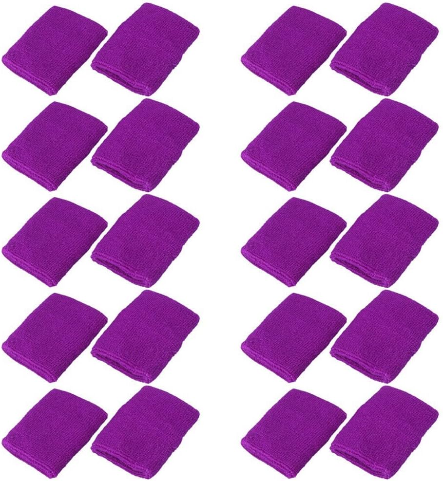 Mallofusa 10 Pack Colorful Sports Basketball Football Absorbent Wristband Party Outdoor Activity