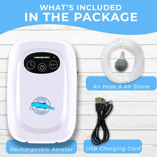 Hydro Charge | Aerator for Bait Bucket | Water Resistant, USB Rechargeable, 2W, 2200 mAh Battery Capacity, 24h Runtime per Charge, 48h on Battery Saving Mode | Minnow Bucket Aerator | Bait Bubbler