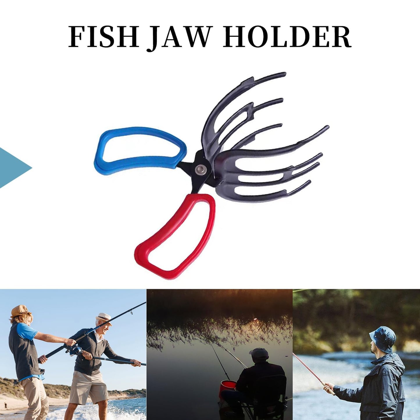 2 PCS 3 Claw Fish Gripper, Metal Fishing Pliers Gripper, Fish Control Clamp Claw Tong Grip Tackle Tool, Multi 3 Teeth Fishing Pliers for Most Freshwater Fish Grip Tackle Holder