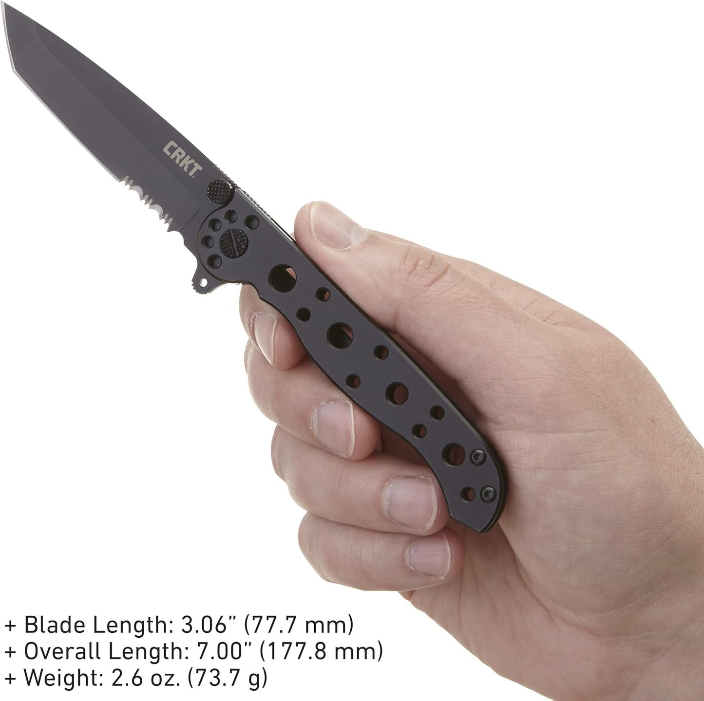 CRKT M16-10KZ EDC Folding Pocket Knife: Everyday Carry, Black Serrated Edge Blade, Tanto, Automated Liner Safety, Nylon Handle, Pocket Clip