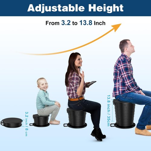 PAHTTO Portable Toilet for Adults, Retractable Porta Potty for Camping, Fishing, RV Travel, Road Trips with Toilet Paper Holder and Lid, Adjustable Height