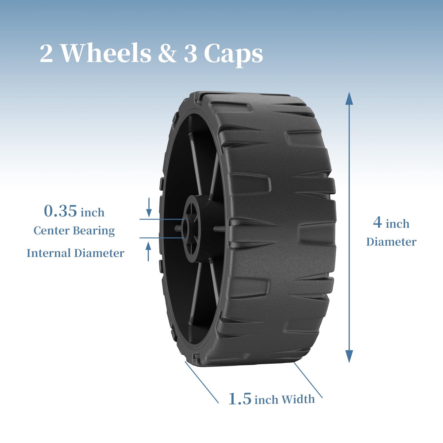 4-inch Black High-Strength Silent Wheels for cooler, Compatible with Igloo 5 Gal Beverage Rollers、Ice Cube 60/70 Qt Rollers coolers -2 Pack