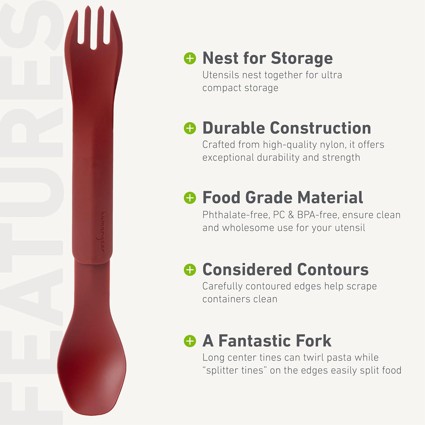 humangear GoBites Duo and Bio Duo Travel Silverware, Full Size Portable Fork & Spoon, Reusable Utensil Set, PC and BPA-free, Food-Safe Nylon or Plant-Based Resin, Extended - 9.1” X 1.6”